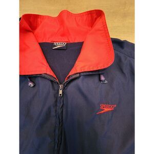 Vintage 90s Speedo Windbreaker Full-Zip Navy Blue Spring Jacket‎ L XL?